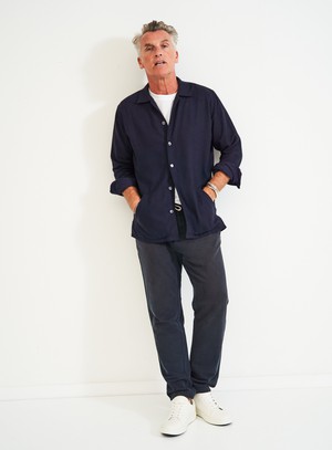 Recycled Italian Flannel Deep Navy St James Overshirt from Neem London