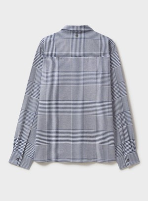 100% Recycled Cotton Navy Prince of Wales Spitalfields Overshirt from Neem London