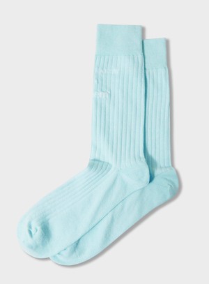 Recycled British Ribbed Cotton Sky Men's Socks from Neem London