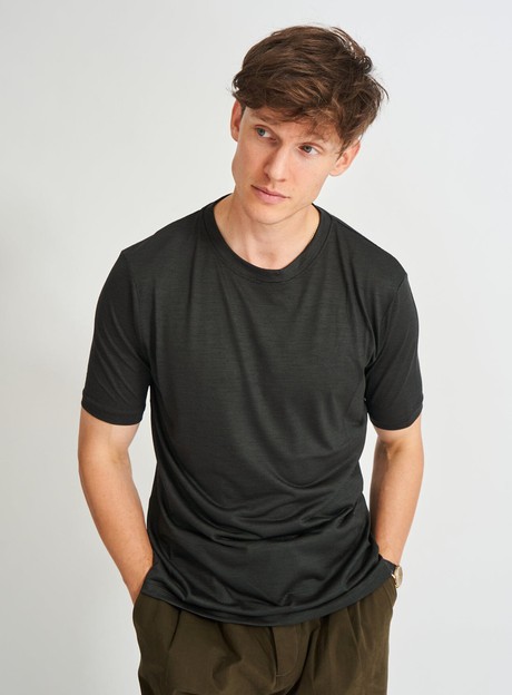 ZQ Merino Olive Stripe T-Shirt from Neem London