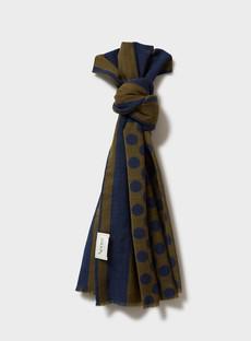 Recycled Double Faced Wool Olive Navy Spot Classic Scarf via Neem London
