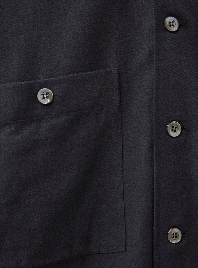 Recycled Italian Black Flannel Double Pocket Overshirt from Neem London