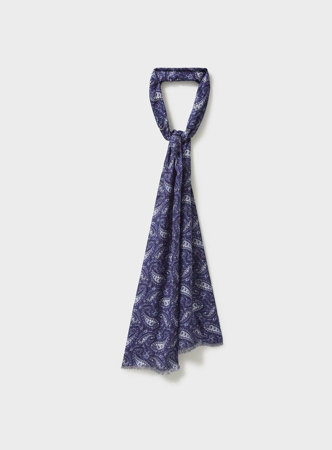 Biodegradable Italian Tencel Blue Paisley Neck Scarf from Neem London