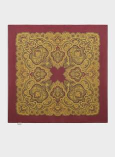 Biodegradable Italian Tencel Burgundy and Gold Paisley Flamboyant Scarf via Neem London