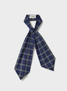 Recycled Italian Flannel Navy & Grey Check Modern Cravat via Neem London