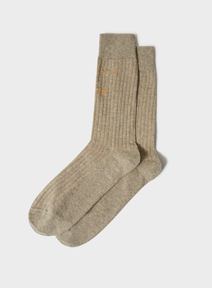 Recycled Ribbed Cotton Oatmeal Men's Socks from Neem London