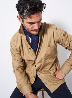 Regenerative Cotton Khaki Shirt Jacket from Neem London