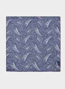 Italian Tencel Biodegradable Blue Paisley Hankie via Neem London