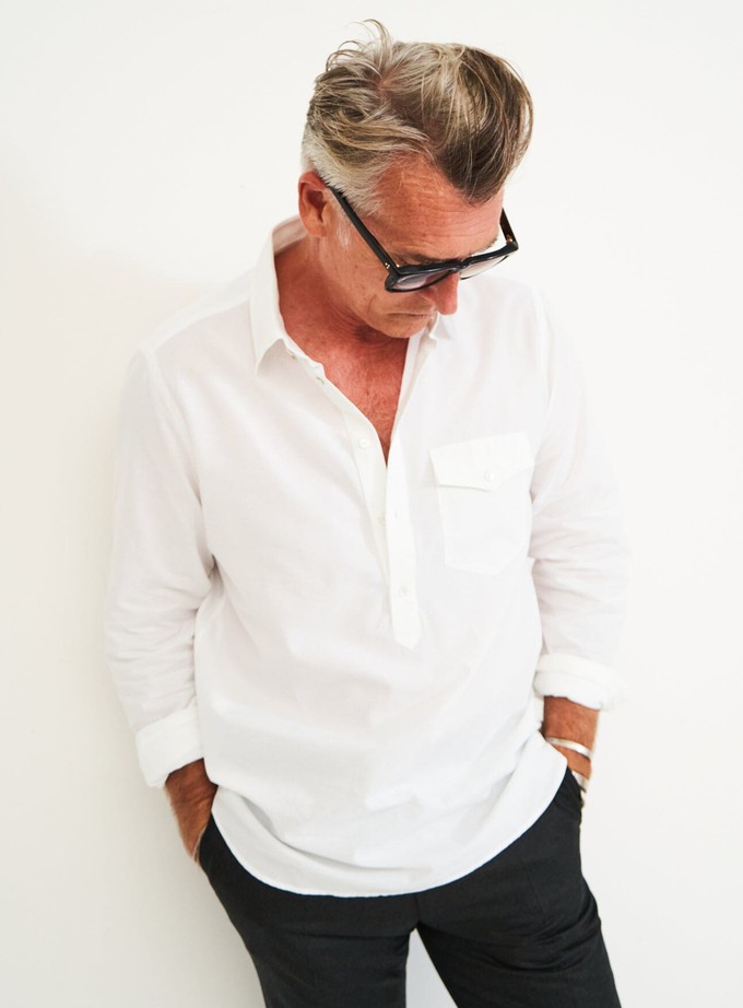 Recycled Italian White Oxford Modern Button-down Popover Shirt from Neem London