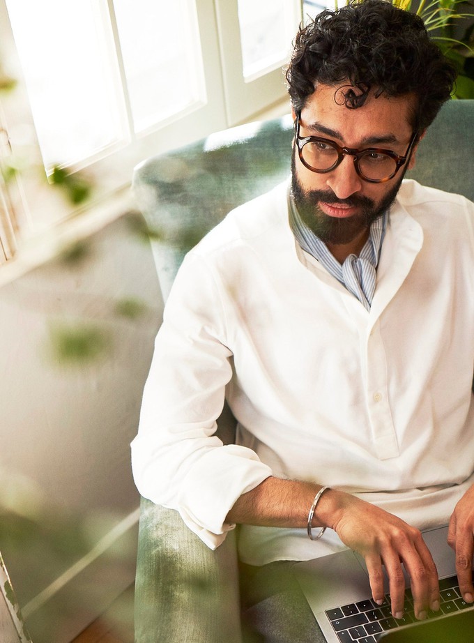 Recycled White Popover Nehru Collar Shirt from Neem London