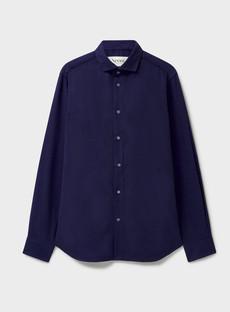 Recycled Italian Flannel Navy Cut Away Shirt via Neem London