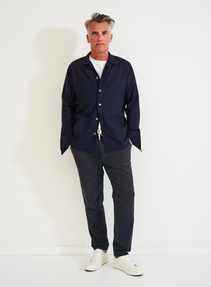 Recycled Italian Flannel Deep Navy St James Overshirt from Neem London