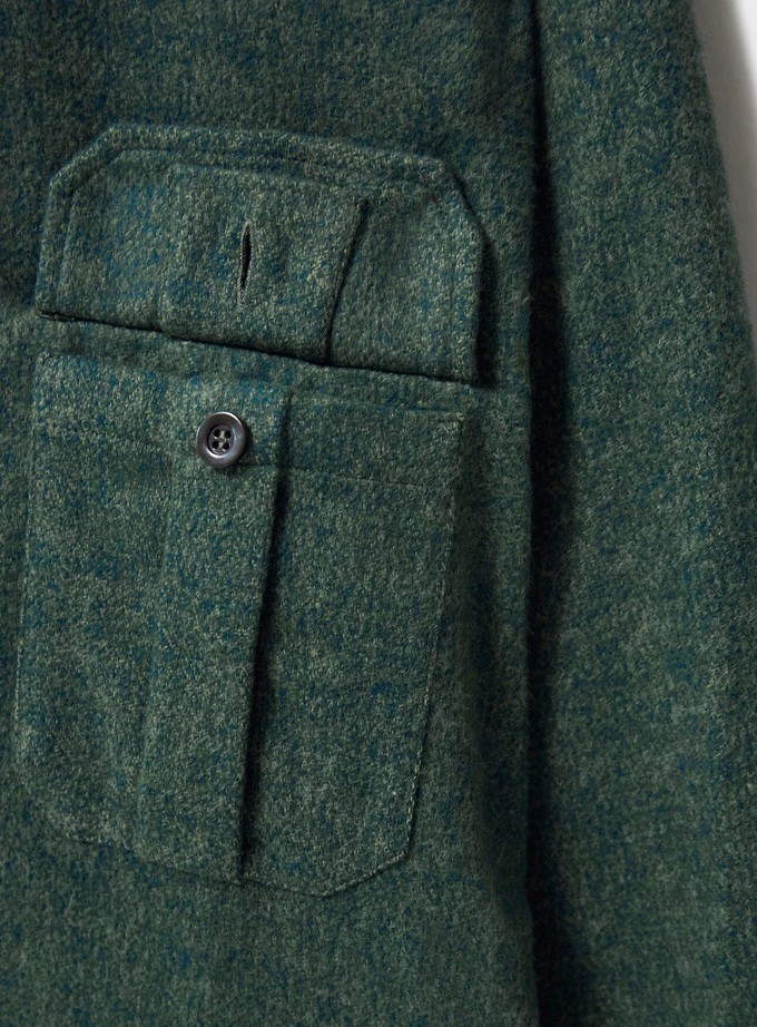 Heavy Recycled Soft Flannel Green Men's Overshirt from Neem London