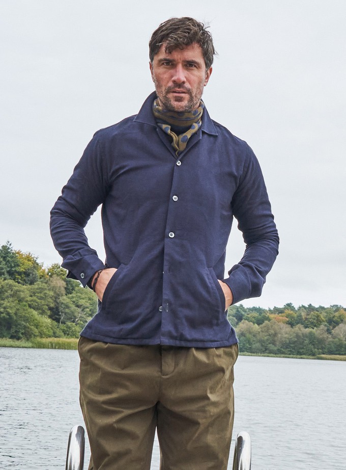 Recycled Italian Flannel Deep Navy St James Overshirt from Neem London