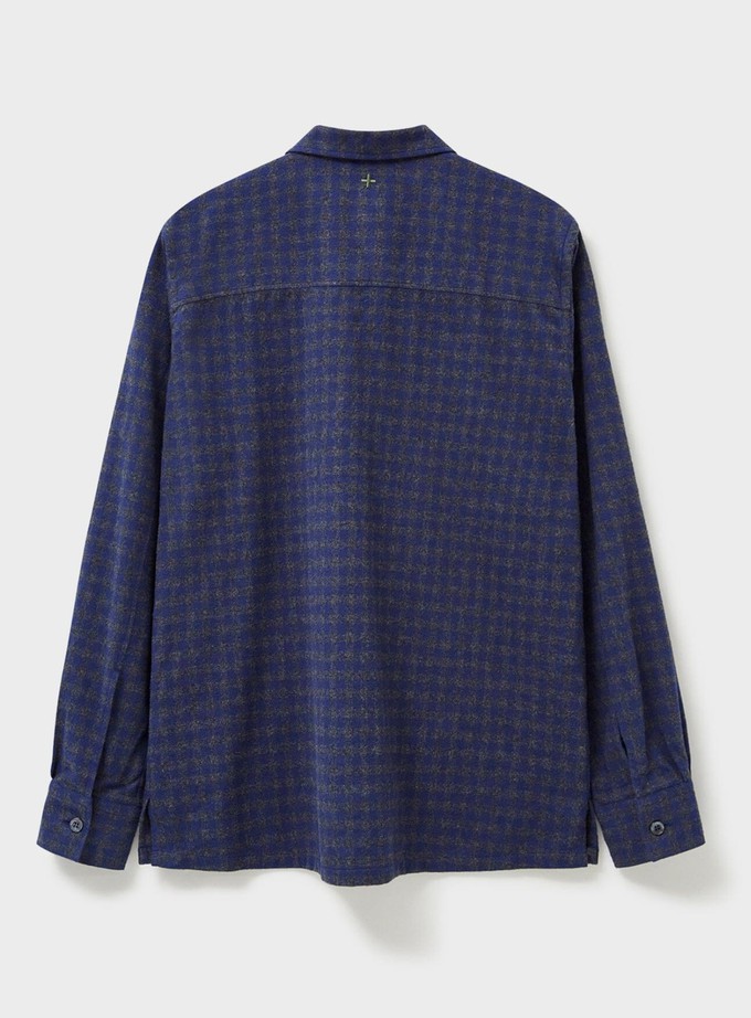 Recycled Italian Flannel Navy & Grey Check Piccadilly Overshirt from Neem London