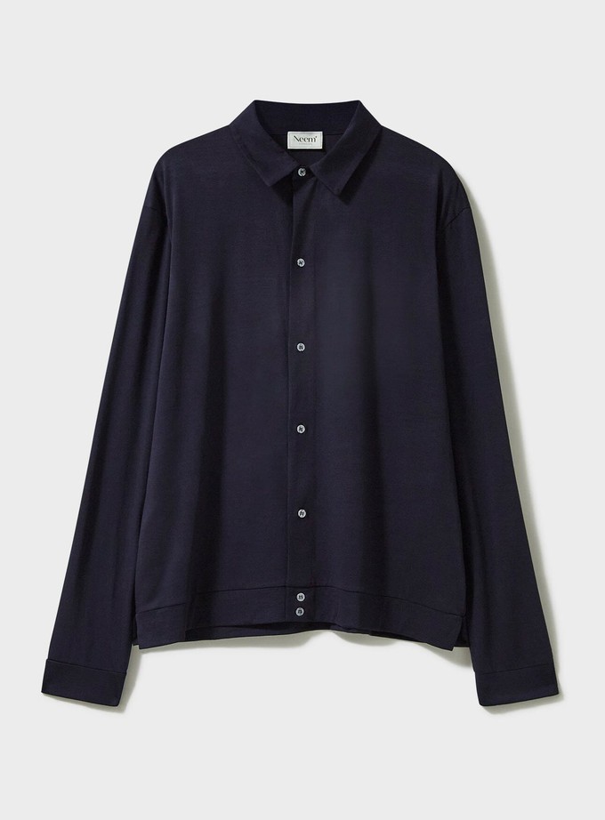 ZQ Merino Super 120s Wool Jersey Navy Shirt from Neem London