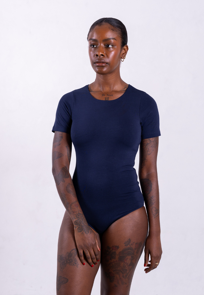 Organic Cotton Crew Bodysuit, Blue Navy from Not Basics