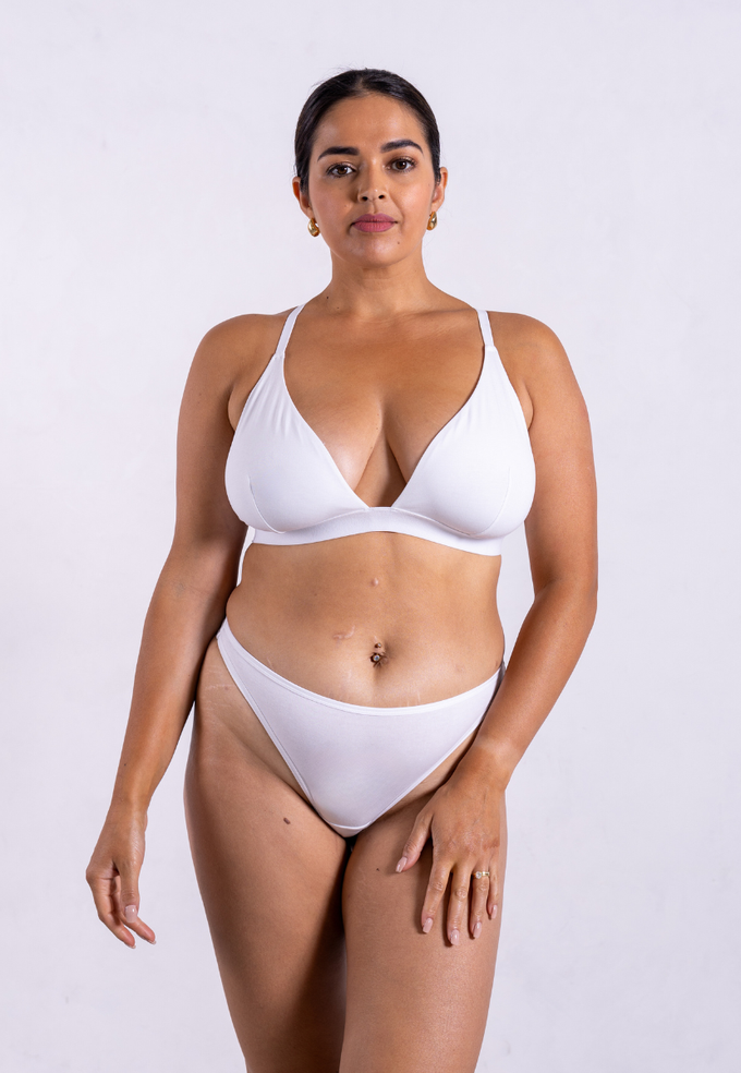 High Rise Thong, White from Not Basics