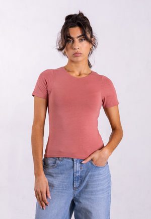 Organic Cotton Crew T-Shirt, Pink Rose from Not Basics