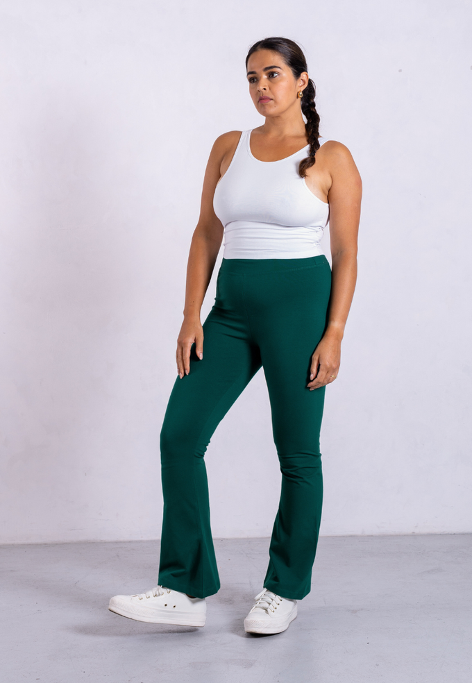 Organic Cotton Flared Leggings, Evergreen from Not Basics