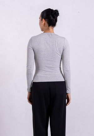 Organic Cotton Crew Long Sleeve T-Shirt, Light Grey Marl from Not Basics