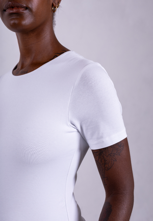 Organic Cotton Crew Bodysuit, White from Not Basics