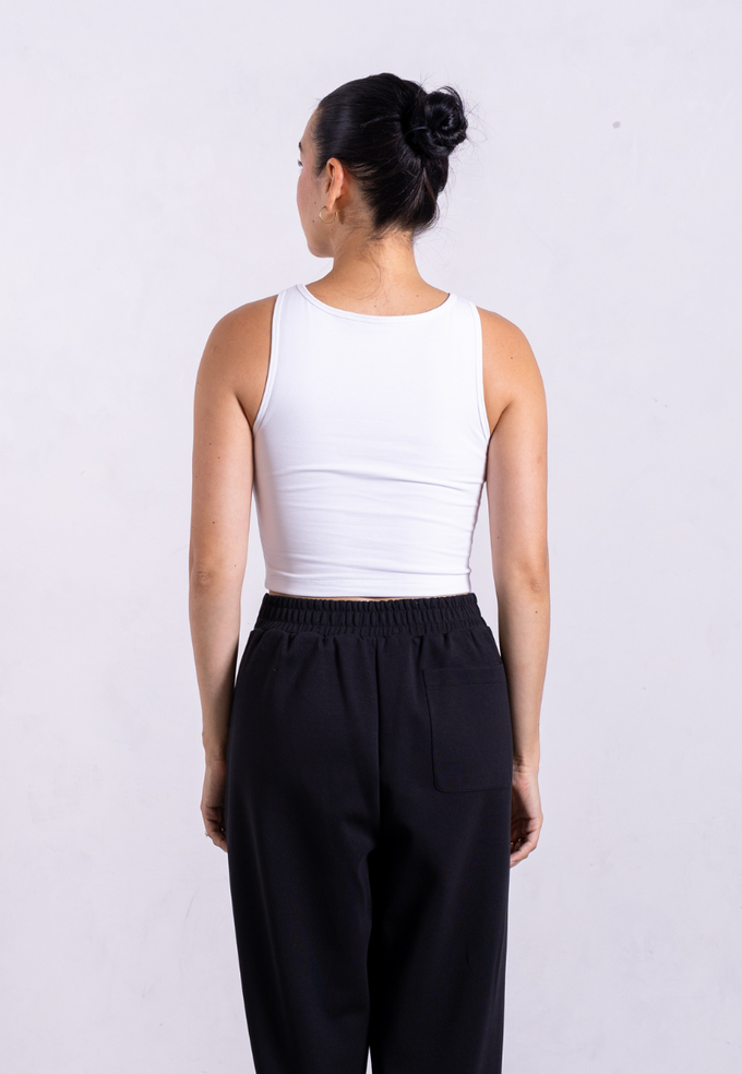 Organic Cotton High-Neck Cropped Tank, White from Not Basics