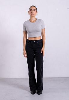 Organic Cotton Crew Cropped T-Shirt, Light Grey Marl via Not Basics