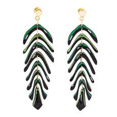 Areca Palm Leaf Reclaimed Rosewood Dangle Earrings via Paguro Upcycle