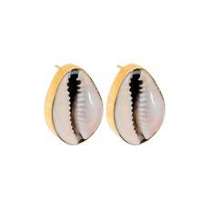 Cowrie Shell Recycled Brass Earrings via Paguro Upcycle