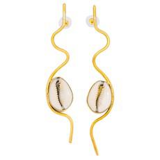 Cowrie Shell Recycled Brass Statement Earrings via Paguro Upcycle