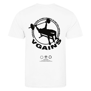 VGAINS Emblem Recycled Cool Training Tee Mens - White from Plant Faced Clothing