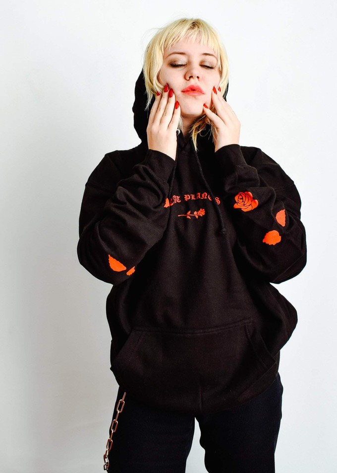 Eat Plants Scattered Roses - Hoodie - Black from Plant Faced Clothing