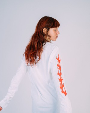 Eat Plants Goth Flames - Long Sleeve - White from Plant Faced Clothing