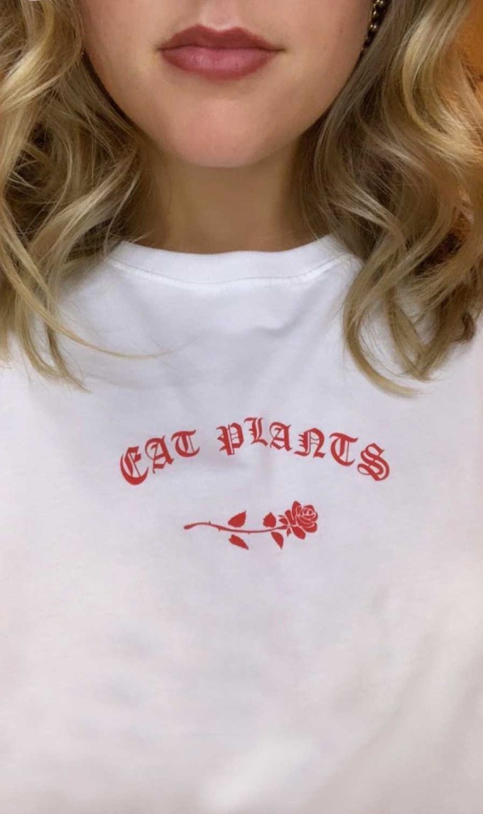 Eat Plants Scattered Roses - Long Sleeve - White from Plant Faced Clothing