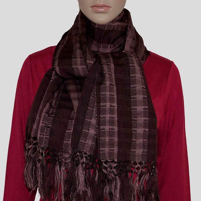 Scarf with Fringes Dark Brown - Beautiful and Fairtrade from Quetzal Artisan