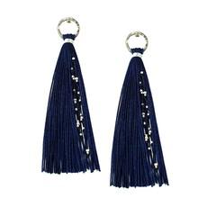 Tassel Earrings Navy Blue - Handmade - Beautiful & Fairtrade via Quetzal Artisan