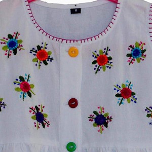 Cotton Dress Zinnias 8 - Ages 2-3 years - Pretty & Fairtrade from Quetzal Artisan