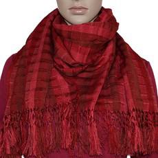 Scarf Red with Fringes - Handmade - Beautiful and Fairtrade via Quetzal Artisan