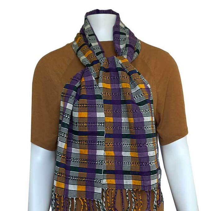 Scarf Purple Yellow - Natural Dyes - Ecofriendly & Fairtrade from Quetzal Artisan