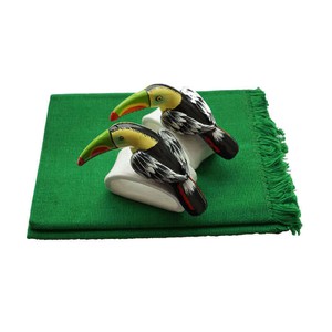 Black Toucan Napkin Rings - Set of 2 with Cotton Napkins from Quetzal Artisan