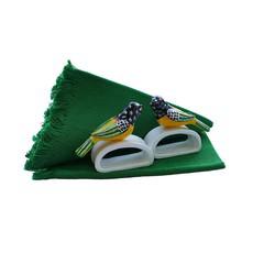 Green Sparrow Napkin Rings - Cotton Napkins - Fairtrade via Quetzal Artisan