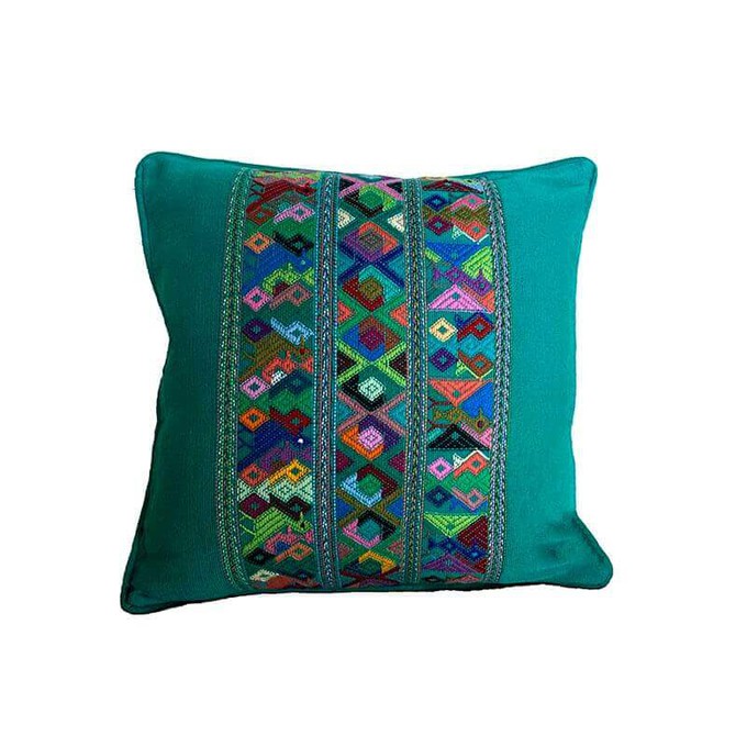 Mayan Cushion Cover Green - Cotton - Colorful and Fairtrade from Quetzal Artisan