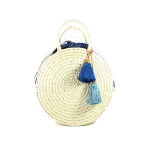 Handbag Palm Leaf Blue - Cotton Pouch - Ecofriendly and Fair from Quetzal Artisan