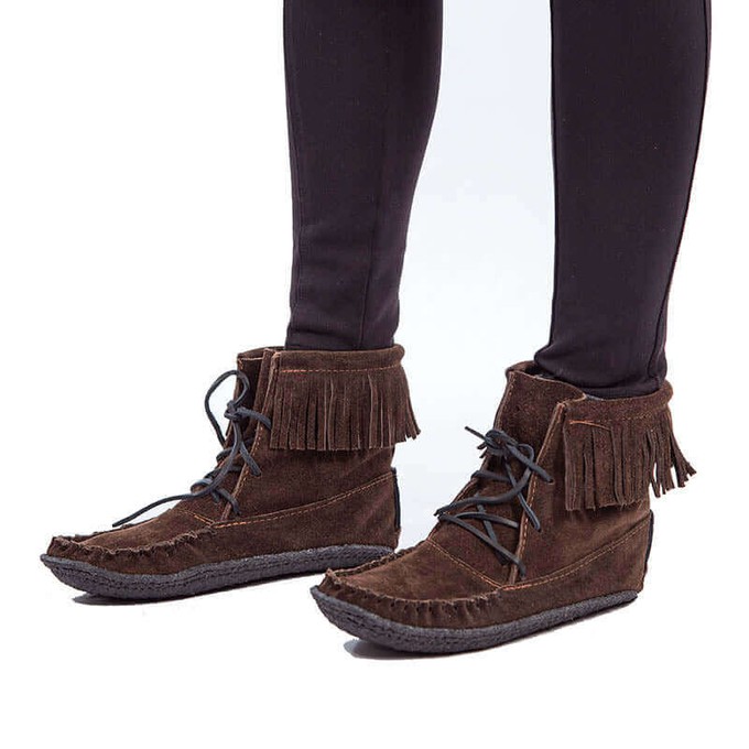 Short Boots Brown - Handmade with Suede - Native Moccasins from Quetzal Artisan