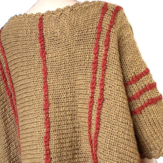 Poncho Ochre Coral - Handmade of Eco Wool - Stylish and Warm from Quetzal Artisan