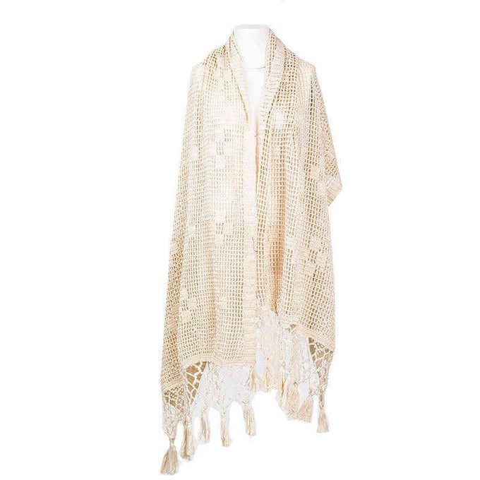 Shawl Ecru - Natural Cotton - Sustainable and Fairtrade from Quetzal Artisan