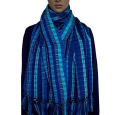 Scarf Blues with Fringes - Handmade - Beautiful and Fair via Quetzal Artisan