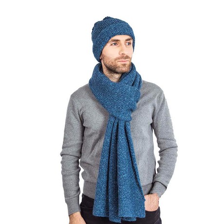 Scarf and Hat Blue Ocean - For Men - Fashionable and Warm from Quetzal Artisan