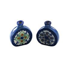 Small Flower Vases Blue - Stoneware - Handmade & Fairtrade via Quetzal Artisan